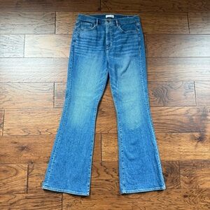 LOFT The Slim Flare Jeans High Rise Medium Wash Stretch Size 30 10